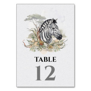 Tropical Safari Jungle Wedding Zebra Tischnummer