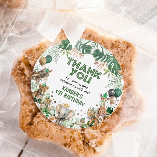 Tropical Safari Wild Party Animals Boy Birthday Runder Aufkleber (Von Creator hochgeladen)