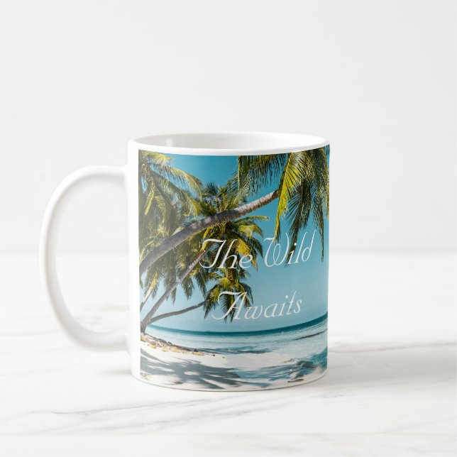 Tropical sand beach ocean personalized adventure  kaffeetasse (Links)