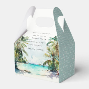 Tropical Sand Beach Watercolor Palmen Hochzeit Geschenkschachtel