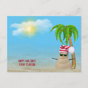 Tropical Sand Man with palm tree Postkarte