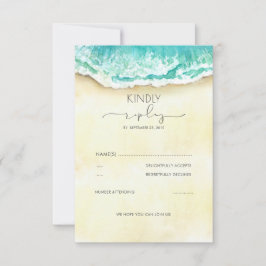 Tropical Sandy Beach Wedding UAWG RSVP Karte