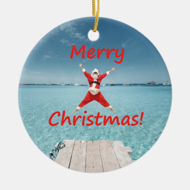 Tropical Santa Christmas Ornament (Vorne)