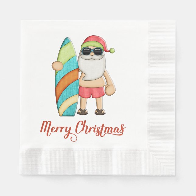 Tropical Santa Christmas Paper Napkins Serviette (Vorderseite)