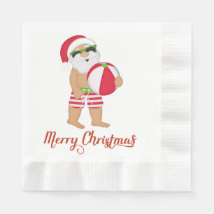 Tropical Santa Christmas Paper Napkins Serviette