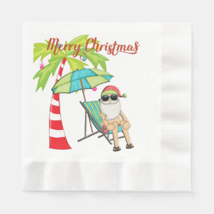 Tropical Santa Christmas Paper Napkins Serviette