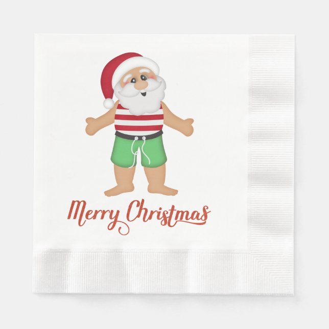 Tropical Santa Christmas Paper Napkins Serviette (Vorderseite)