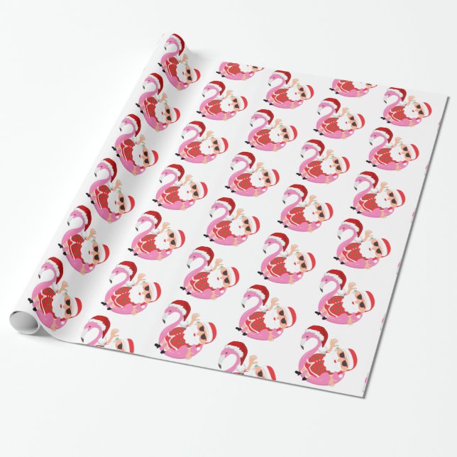 Tropical Santa Flamingo Weihnachten Geschenkpapier (Ungerollt)