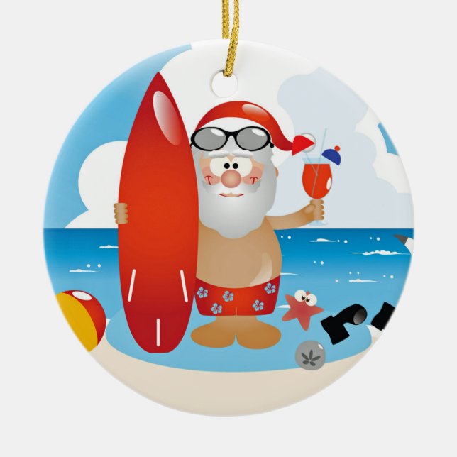 Tropical Santa Keramik Ornament (Vorne)