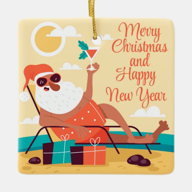 Tropical Santa Keramik Ornament (Vorderseite)