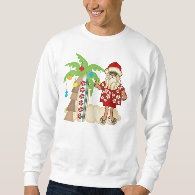 Tropical Santa Sweatshirt mit Palmbaum (Vorderseite)