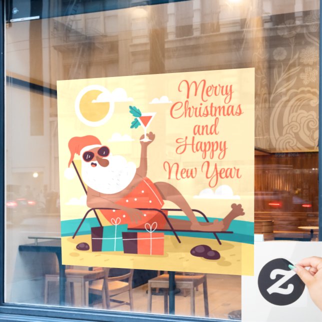 Tropical Santa Window Cloning Fensteraufkleber (Café-Fenster)