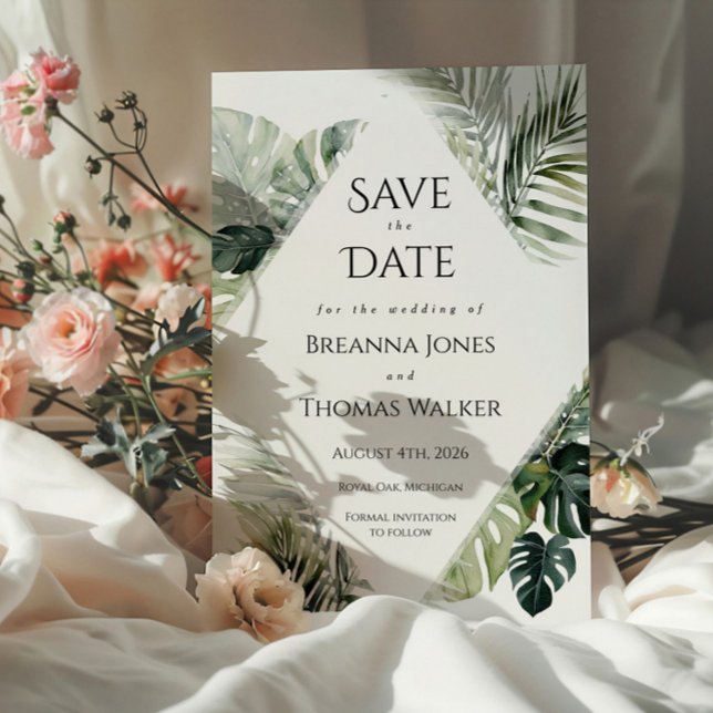 Tropical Save the Date - Hochzeit in Urlaubsort Einladung (Von Creator hochgeladen)