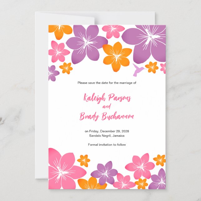 Tropical Save the Date Magnet (Vorderseite)