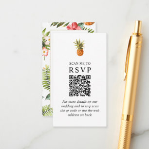 Tropical Scan Me Wedding RSVP QR Code Begleitkarte