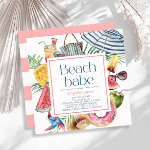 Tropical-Schirm-Donut-Baby-Shower Strand-Schatz Einladung