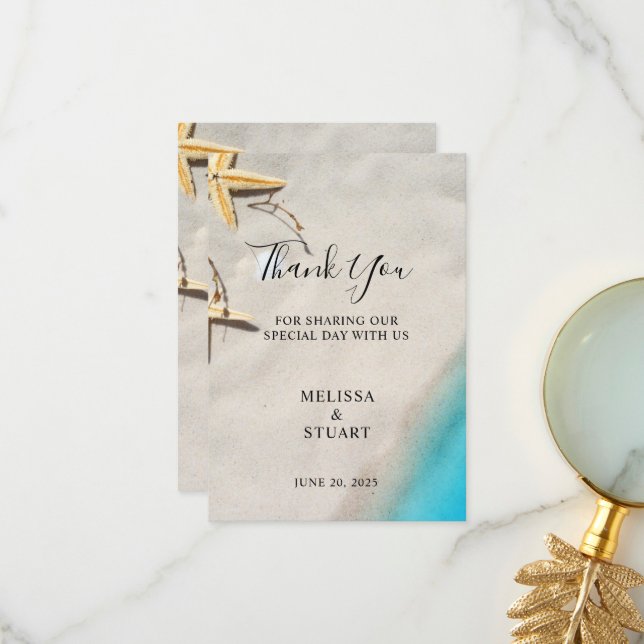 Tropical sea starfish beach Thank You wedding card Dankeskarte