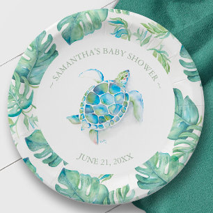 Tropical Sea Turtle Baby Dusche Personalisiert Pappteller