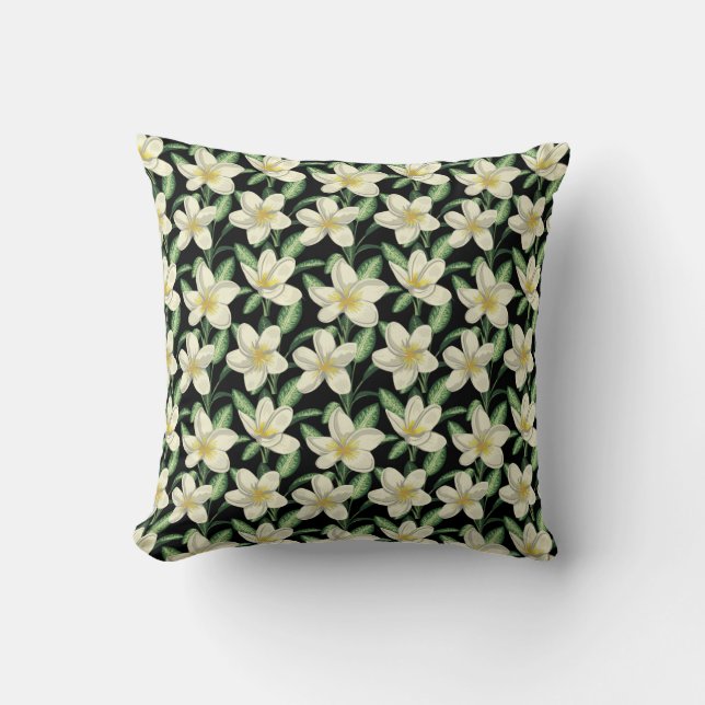 Tropical seamless pattern white flowers green leaf kissen (Vorderseite)