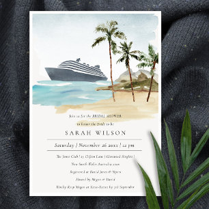 Tropical Seascape Palm Cruise Brautparty laden Dankeskarte