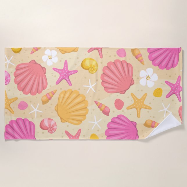 Tropical Seashell Beach Handtuch (Vorderseite)