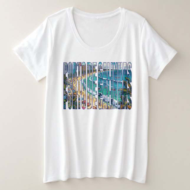 Tropical Serenity Porto de Galinhas Souvenir Große Größe T-Shirt (Design vorne)