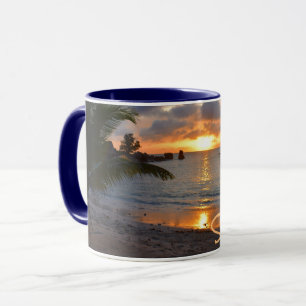 Tropical Seychelles Island Palm Tree Beach Sonnenu Tasse