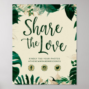 Tropical Share Liebe Foto Hashtag Hochzeitssign Poster