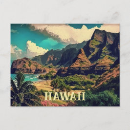 Tropical Shore Artwork Hawaii Postcard Postkarte