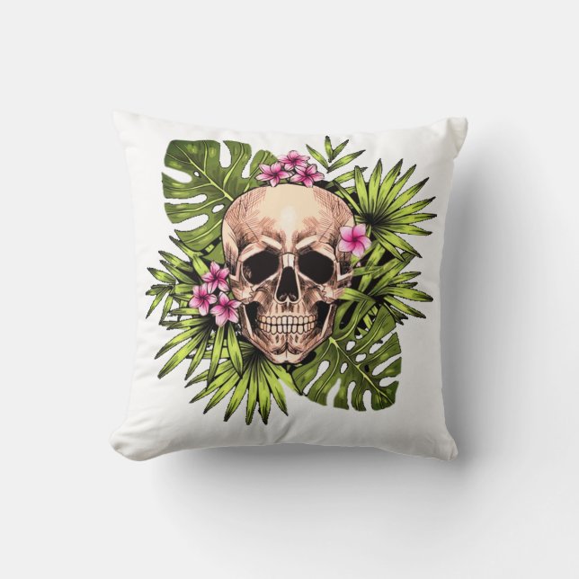 Tropical Skeleton Throw Pillow Kissen (Vorderseite)