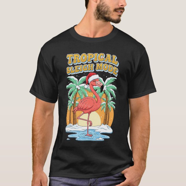 Tropical Sleigh Mode Flamingo Christmas Vacation T T-Shirt (Vorderseite)