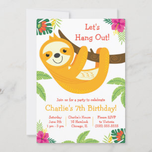 Tropical Sloth Birthday Party Einladung