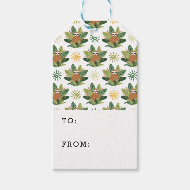 Tropical Sloth Pattern Geschenkanhänger (Vorderseite)