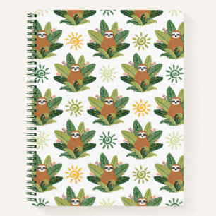 Tropical Sloth Pattern Notizbuch