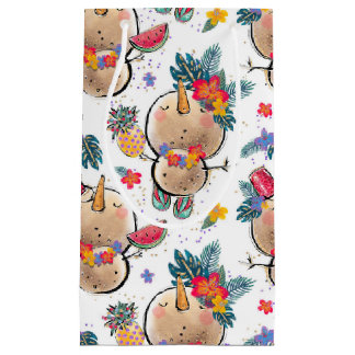 Tropical Snowman White Christmas Bag Kleine Geschenktüte
