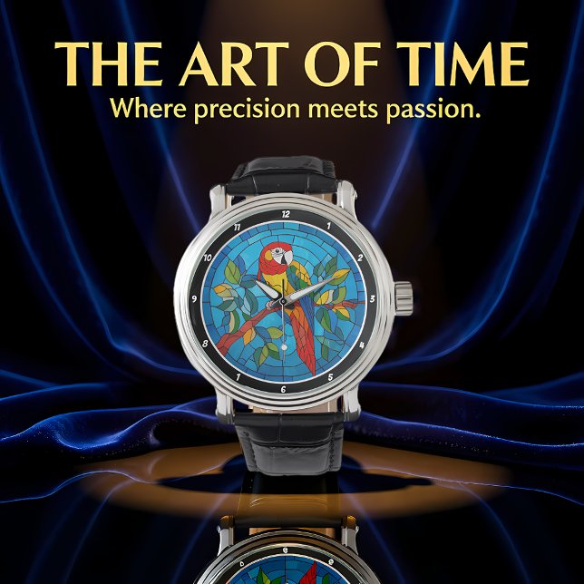 Tropical Splendor" - Stained Glass Parrot Wall Armbanduhr (Von Creator hochgeladen)