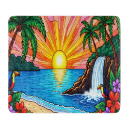 Tropical Stained Glass Inspired Cutting Board Schneidebrett