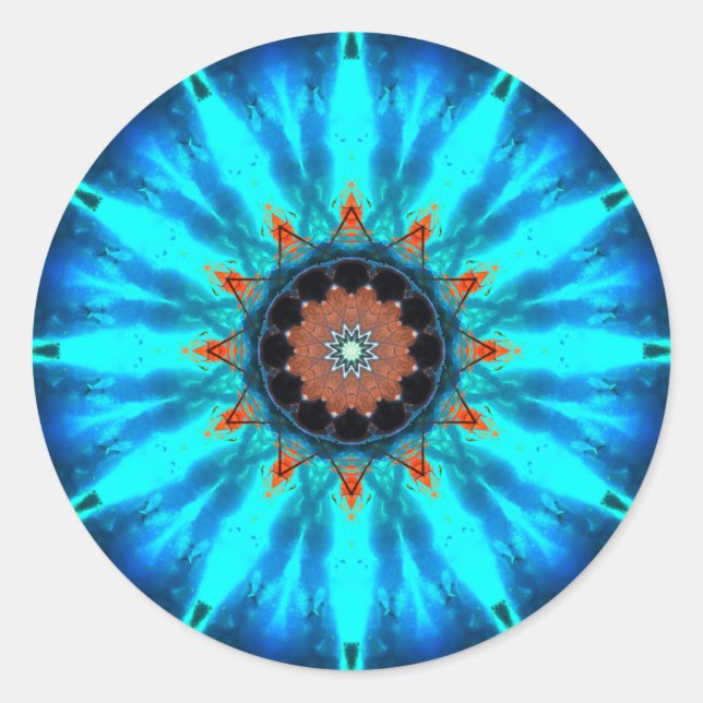 Tropical Star Mandala Runder Aufkleber (Vorderseite)