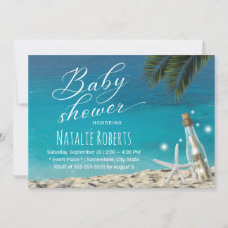 Tropical Starfish Beach Bottle Baby Dusche Einladung