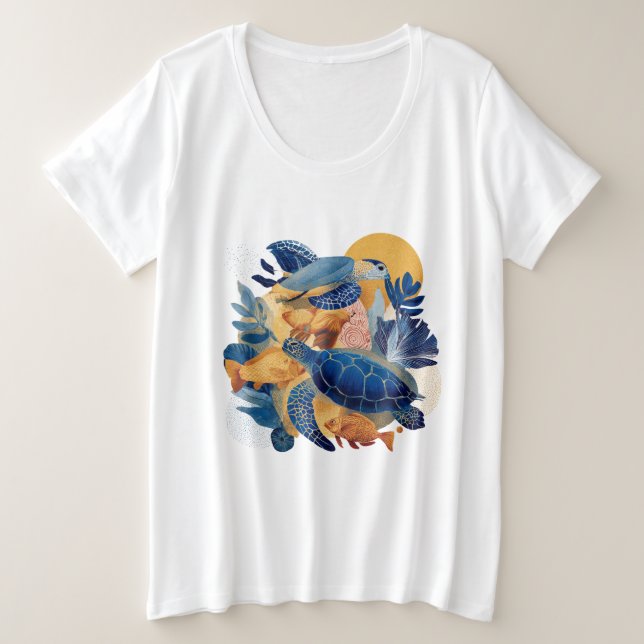 Tropical Summer Animals Gift Große Größe T-Shirt (Design vorne)