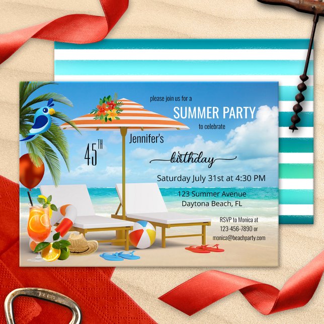 Tropical Summer Beach Birthday Party Einladung (Von Creator hochgeladen)
