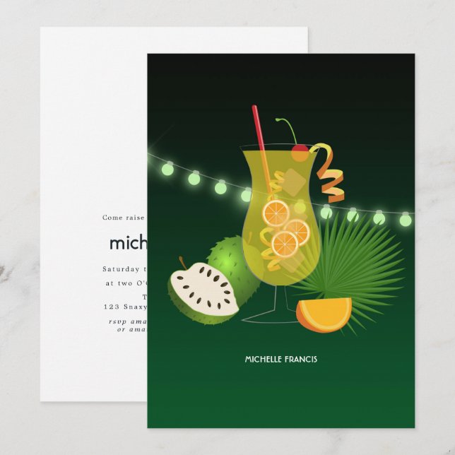 Tropical Summer Beach Bridal Dusche Einladung (Vorne/Hinten)