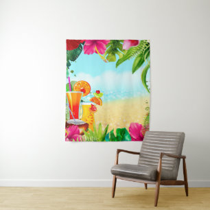 Tropical Summer Beach Drinks Aloha Luau Hintergrun Wandteppich