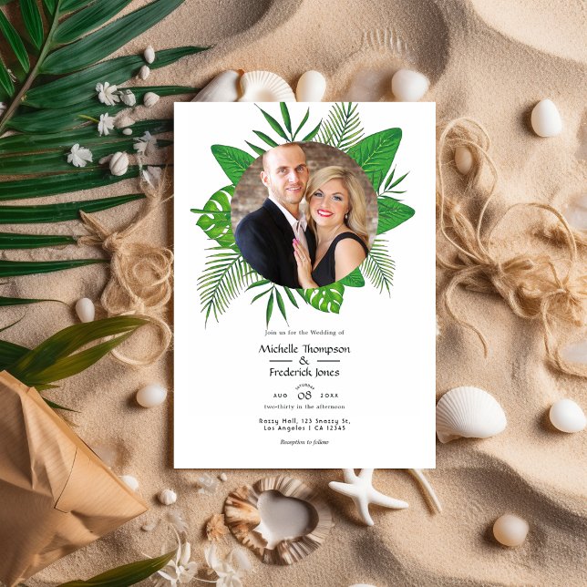 Tropical Summer Beach Foto Wedding Einladung (Von Creator hochgeladen)