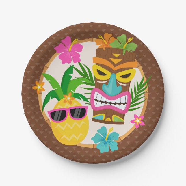 Tropical Summer Beach Luau Birthday Pappteller (Vorderseite)