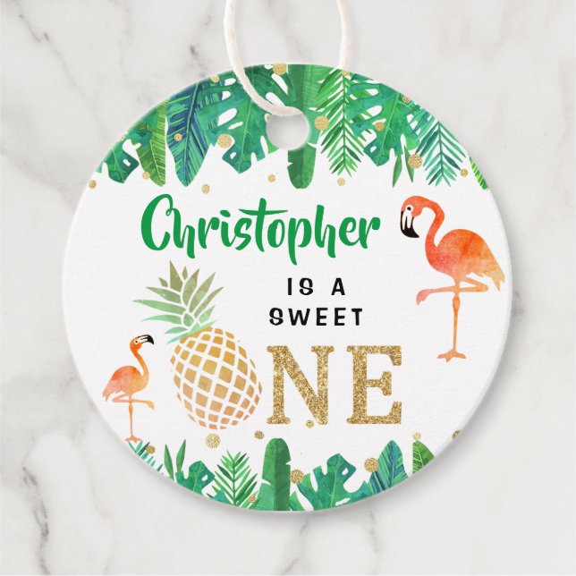 Tropical Summer Beach Luau Boys 1. Geburtstag Geschenkanhänger (Vorderseite)