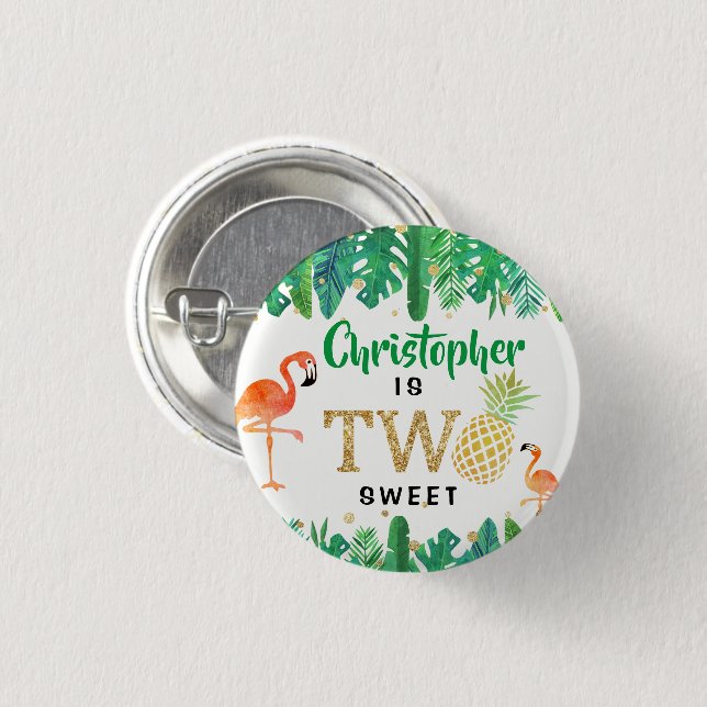 Tropical Summer Beach Luau Boys 2. Geburtstag Button (Vorne & Hinten)