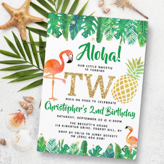 Tropical Summer Beach Luau Boys 2. Geburtstag Einladung