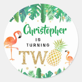 Tropical Summer Beach Luau Boys 2. Geburtstag Runder Aufkleber