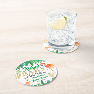 Tropical Summer Beach Luau Boys Baby Dusche Runder Pappuntersetzer